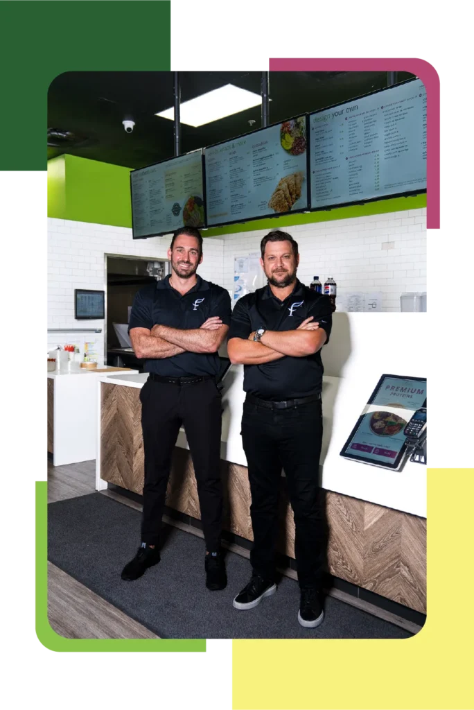 SoFresh founder John Williams and partner Clay Donato inside a SoFresh restaurant